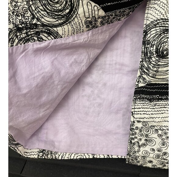 Chico's Women's Size 0 Black & White Embroidered Blazer Jacket 3/4 Sleeve - Picture 7 of 14